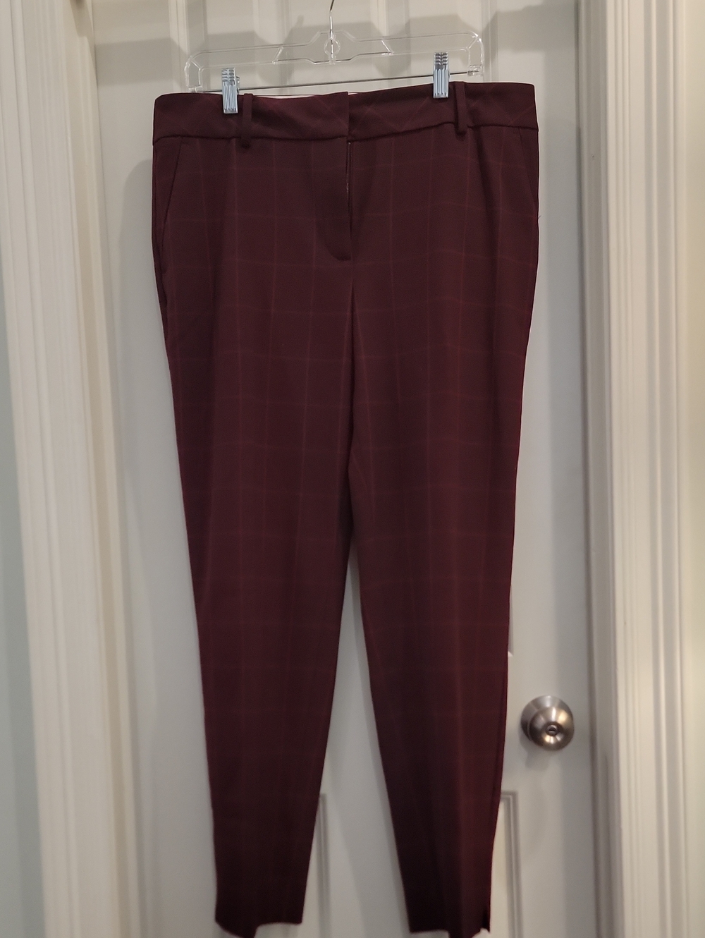 Talbots Wine Window Pane Plaid  Tailored Trousers